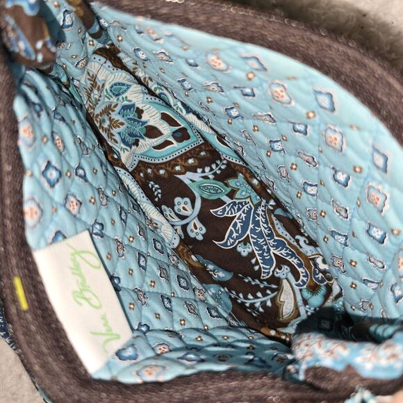 Vera Bradley Java Blue Amy Crossbody Purse Small Travel Turquoise Brown Floral - Picture 3 of 3